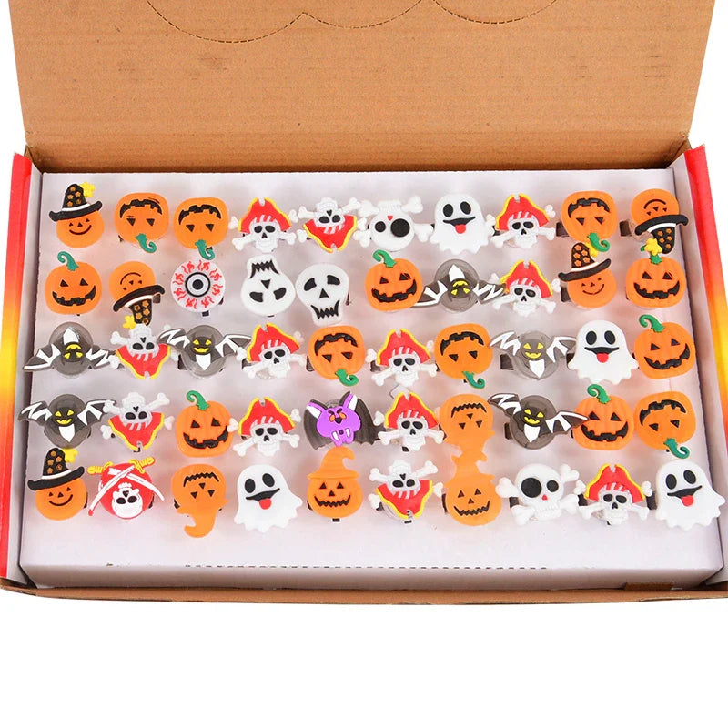 LED Halloween Ringen – 20 Stuks Lichtgevende Ringen met Griezelige Designs