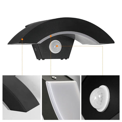 LED Buitenwandlamp 24W met Bewegingssensor – Warmwit Zwart