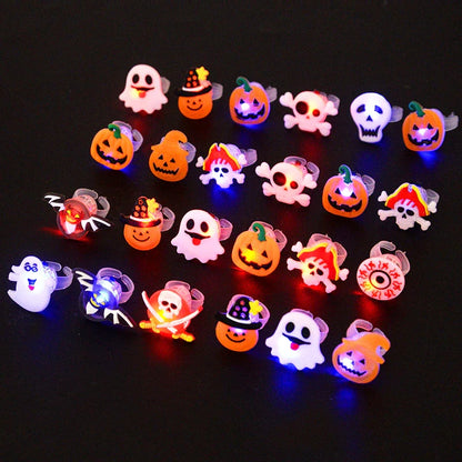 LED Halloween Ringen – 20 Stuks Lichtgevende Ringen met Griezelige Designs