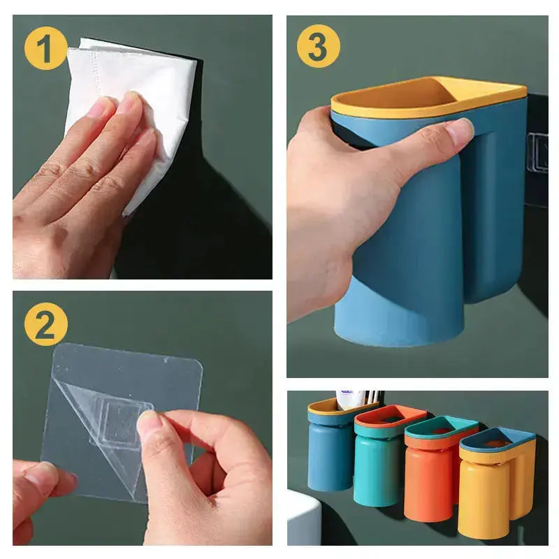 BrushStorage™ – Zelfklevende tandenborstelhouder met praktische bekerset [50% Korting]