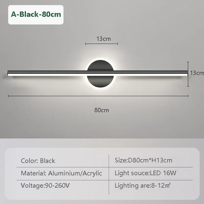 LED Wandlamp Zwart Goud – Spiegellamp 40/60/80 cm