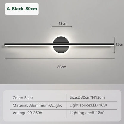 LED Wandlamp Zwart Goud – Spiegellamp 40/60/80 cm