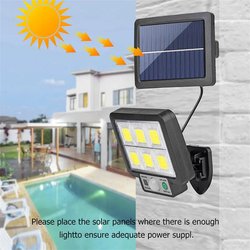 Zonne-energie buitenlamp met bewegingssensor – 72 COB LED's & afstandsbediening
