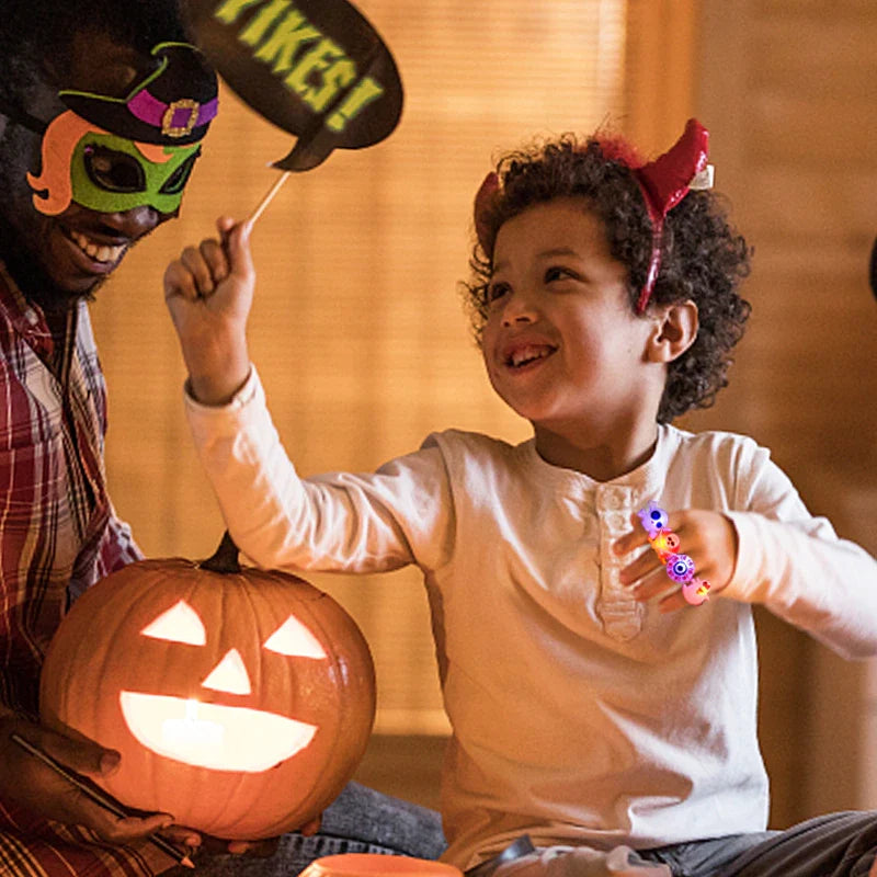 LED Halloween Ringen – 20 Stuks Lichtgevende Ringen met Griezelige Designs