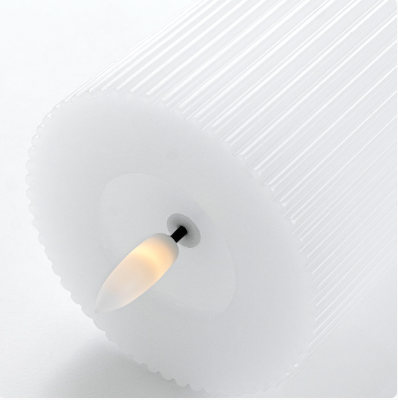 Kaarsenset 3-delig geribbeld met touch-functie – warmwit licht