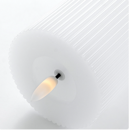 Kaarsenset 3-delig geribbeld met touch-functie – warmwit licht