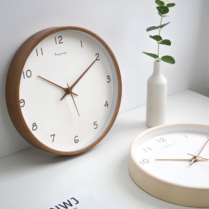 Analoge houten wandklok met geruisloos uurwerk – 25 cm