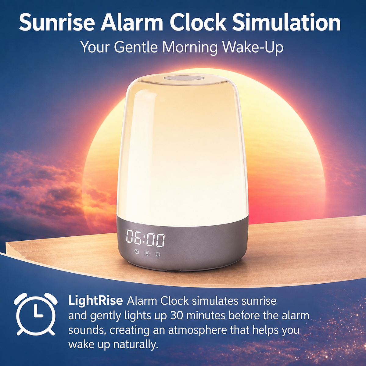 Lichtwekker met zonsopgangsimulatie en nachtlampje