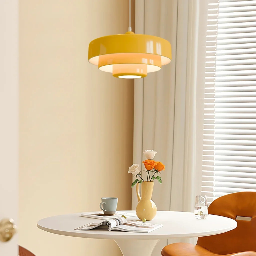 Drielaagse schijf-hanglamp in Macaron-design