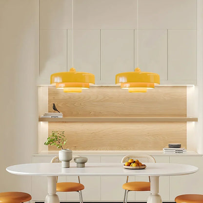 Drielaagse schijf-hanglamp in Macaron-design