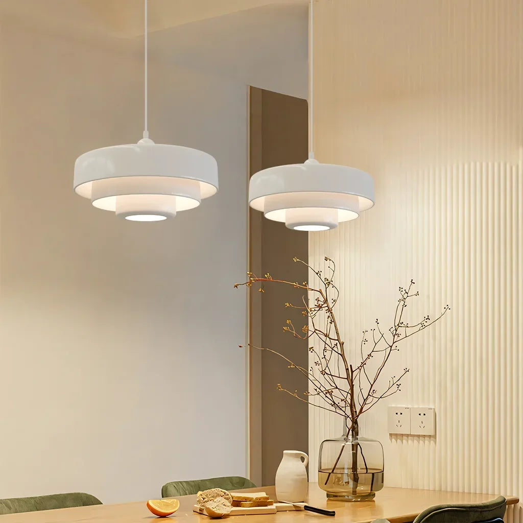 Drielaagse schijf-hanglamp in Macaron-design