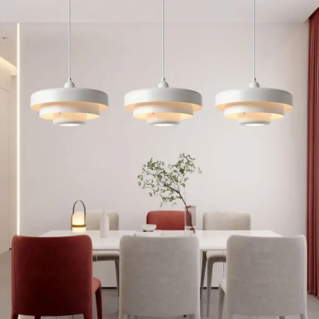 Drielaagse schijf-hanglamp in Macaron-design