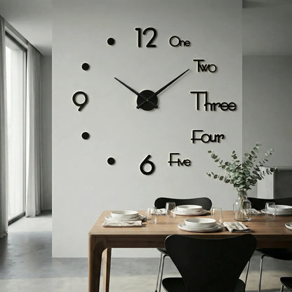 Oversized wandklok met 3D-cijfers – minimalistisch en modern