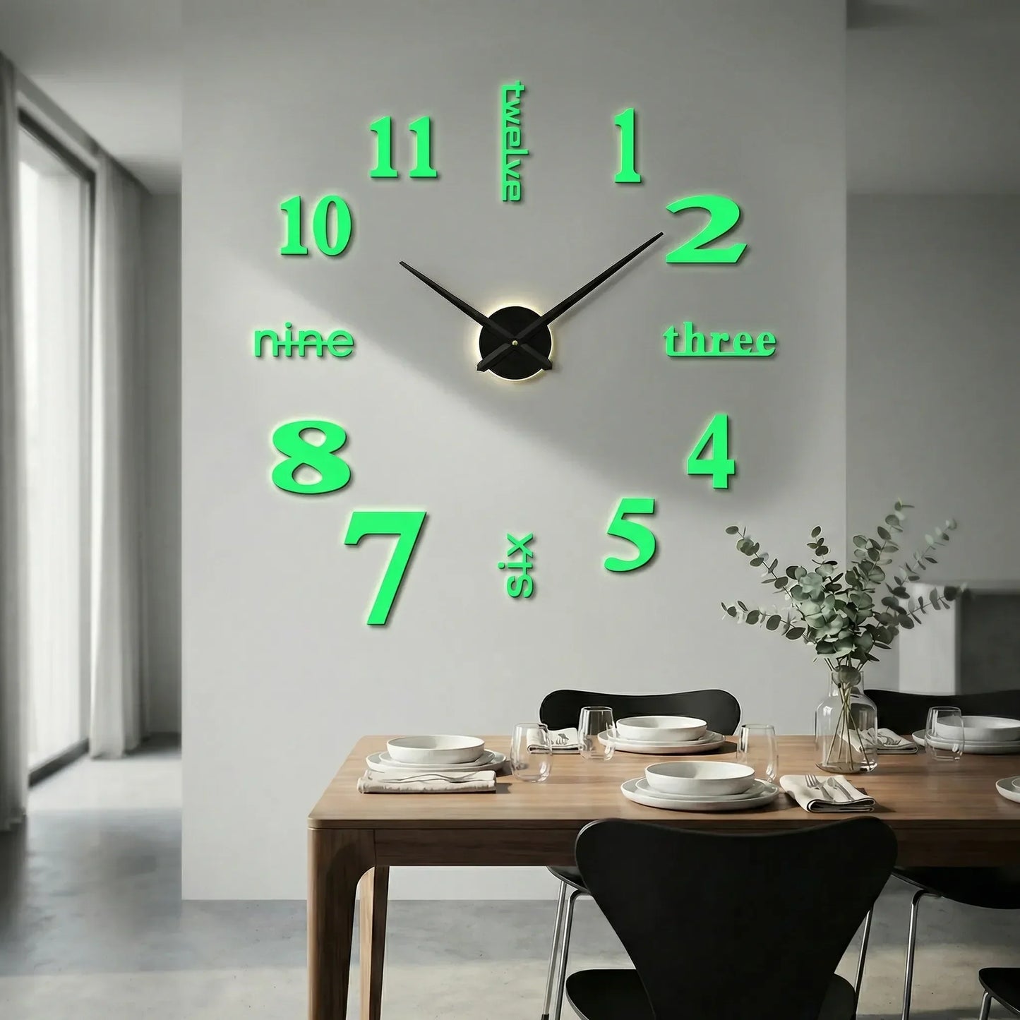 Oversized wandklok met 3D-cijfers – minimalistisch en modern
