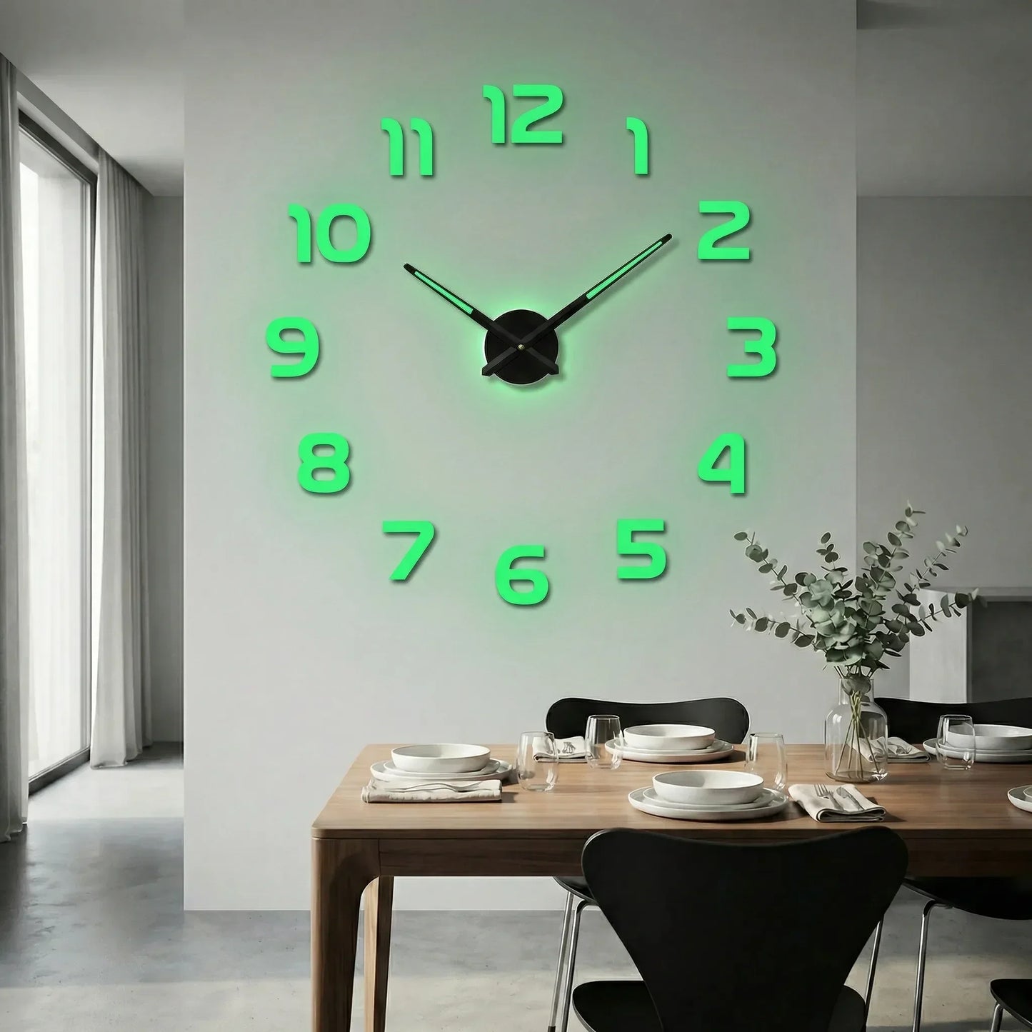 Oversized wandklok met 3D-cijfers – minimalistisch en modern