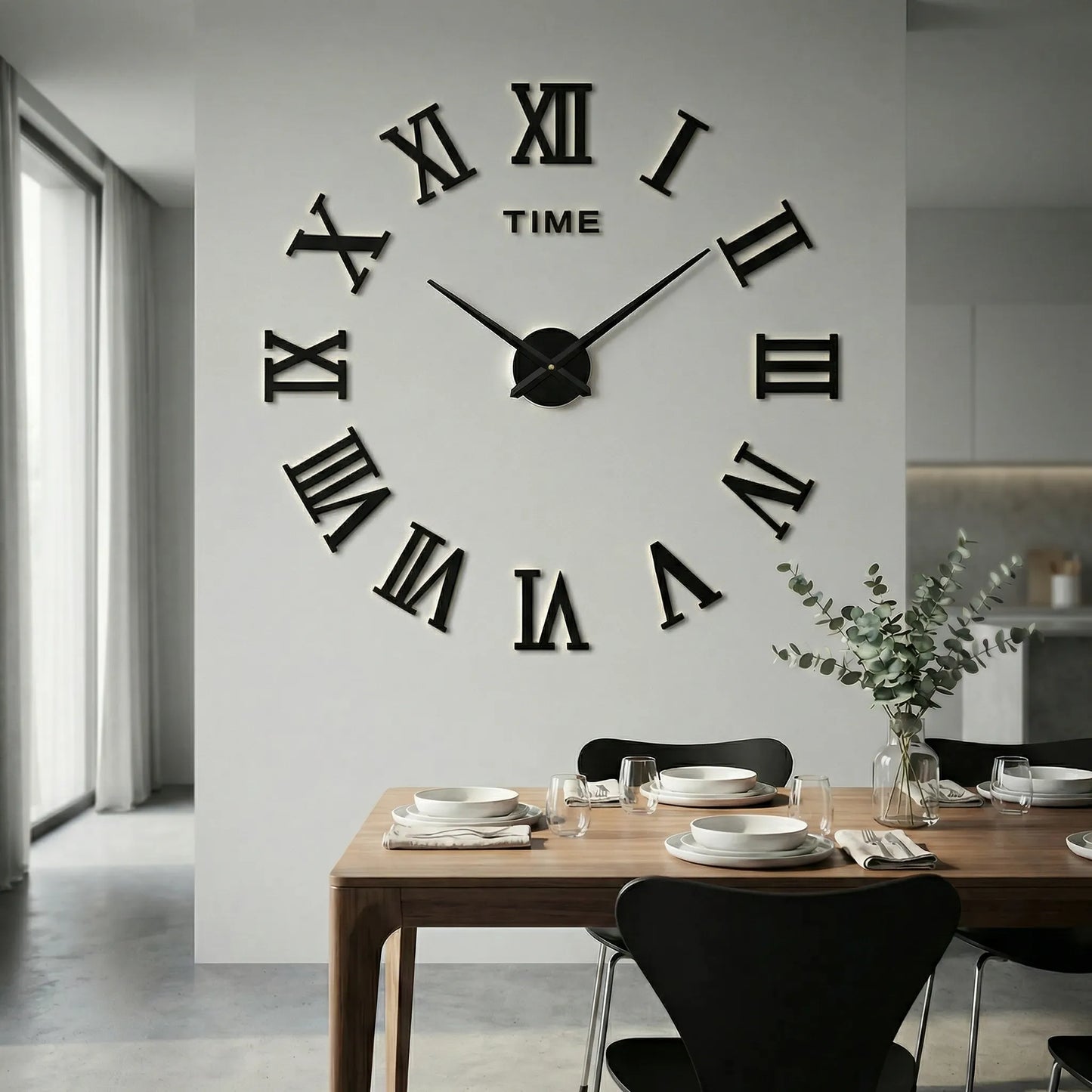 Oversized wandklok met 3D-cijfers – minimalistisch en modern