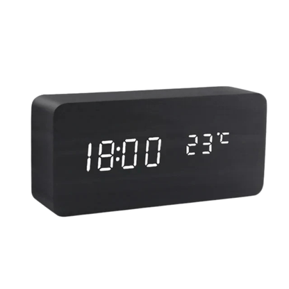 LED Wekker Digitaal met Houtlook – Temperatuurweergave & 3 Alarmen