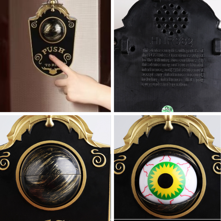 Geanimeerde LED-deurbel met oplichtend oog voor Halloween