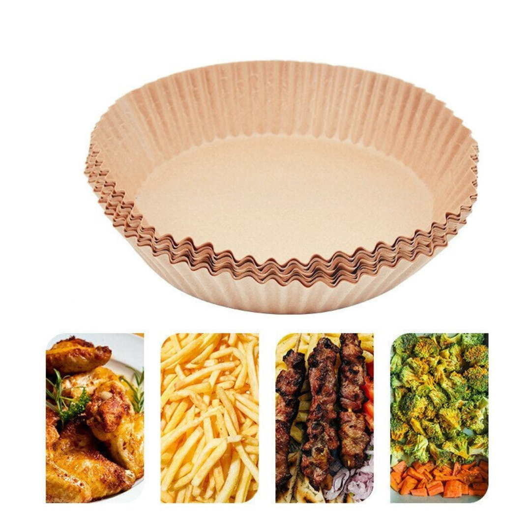 FryCup™ – Wegwerp AirFryer Liner | Voedselveilig Bakpapier voor Heteluchtfriteuse