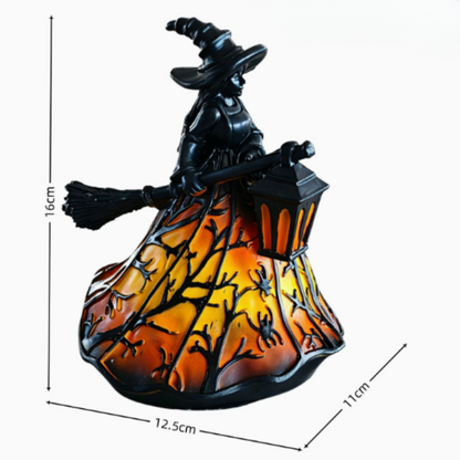 Heksen-decoratielamp met lantaarn – sfeervolle LED-verlichting voor de herfst