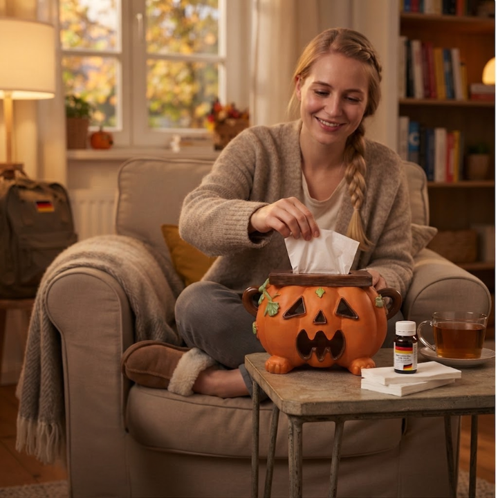 Pompoen tissuehouder van hars – Halloween tafeldecoratie met functie