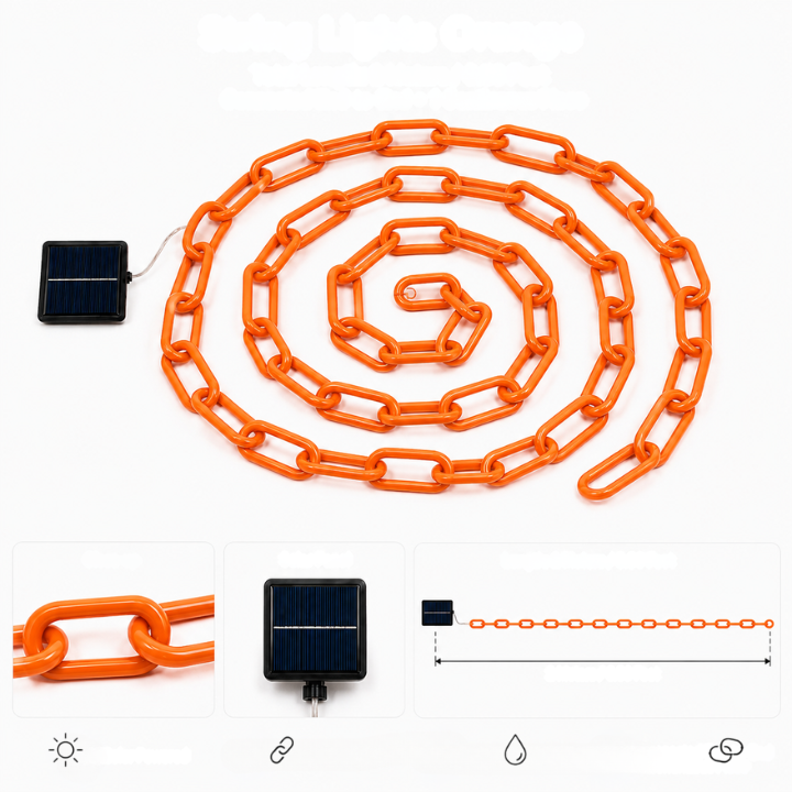 Zonne-energie LED Lichtsnoer Buiten – Decoratieve Tuinverlichting Oranje
