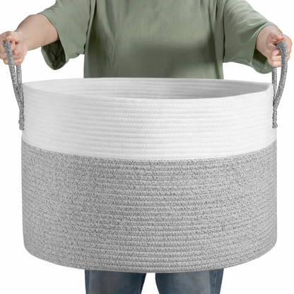 Grote gevlochten mand 50L voor wasgoed, speelgoed en dekens