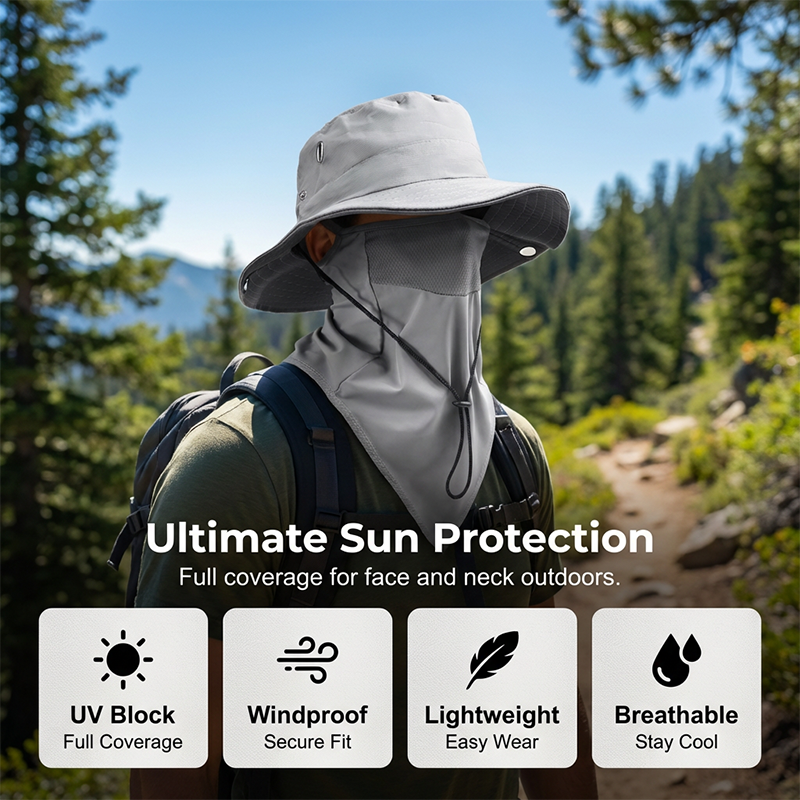 BreezeGuard™ – 2-in-1 Zonhoed met Gezichtsbescherming voor Outdoor