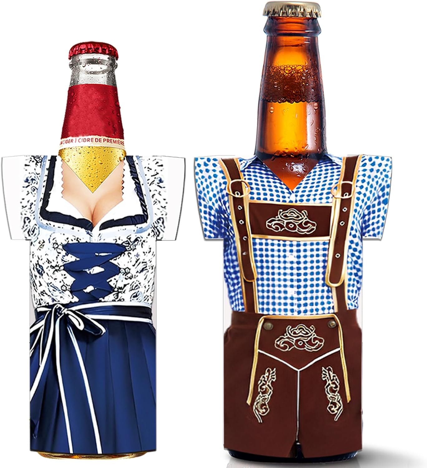 Flessenkoelenset Neopreen Oktoberfest Dirndl Lederhosen 6 stuks