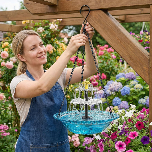 AquaBloom – Solar Hangende Fontein voor Ontspannende Tuinoase [50% Korting]