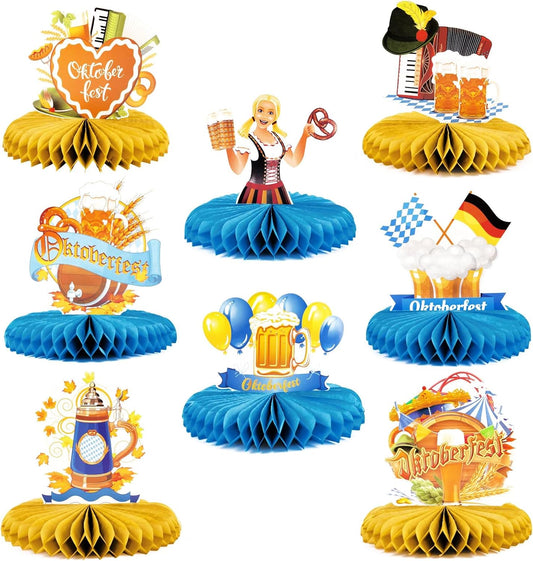 Oktoberfest Tafeldecoratie Honingraat-Set met Beierse Motieven