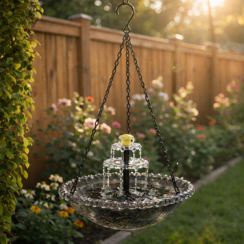 AquaBloom – Hangende Solarfontein voor Tuin & Balkon | Vogelbad