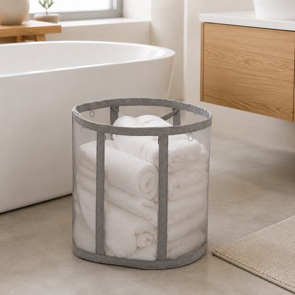 Opvouwbare wasmand van nylon mesh – ruimtebesparend en geventileerd