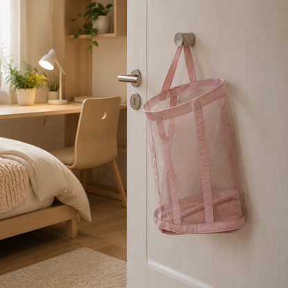 Opvouwbare wasmand van nylon mesh – ruimtebesparend en geventileerd