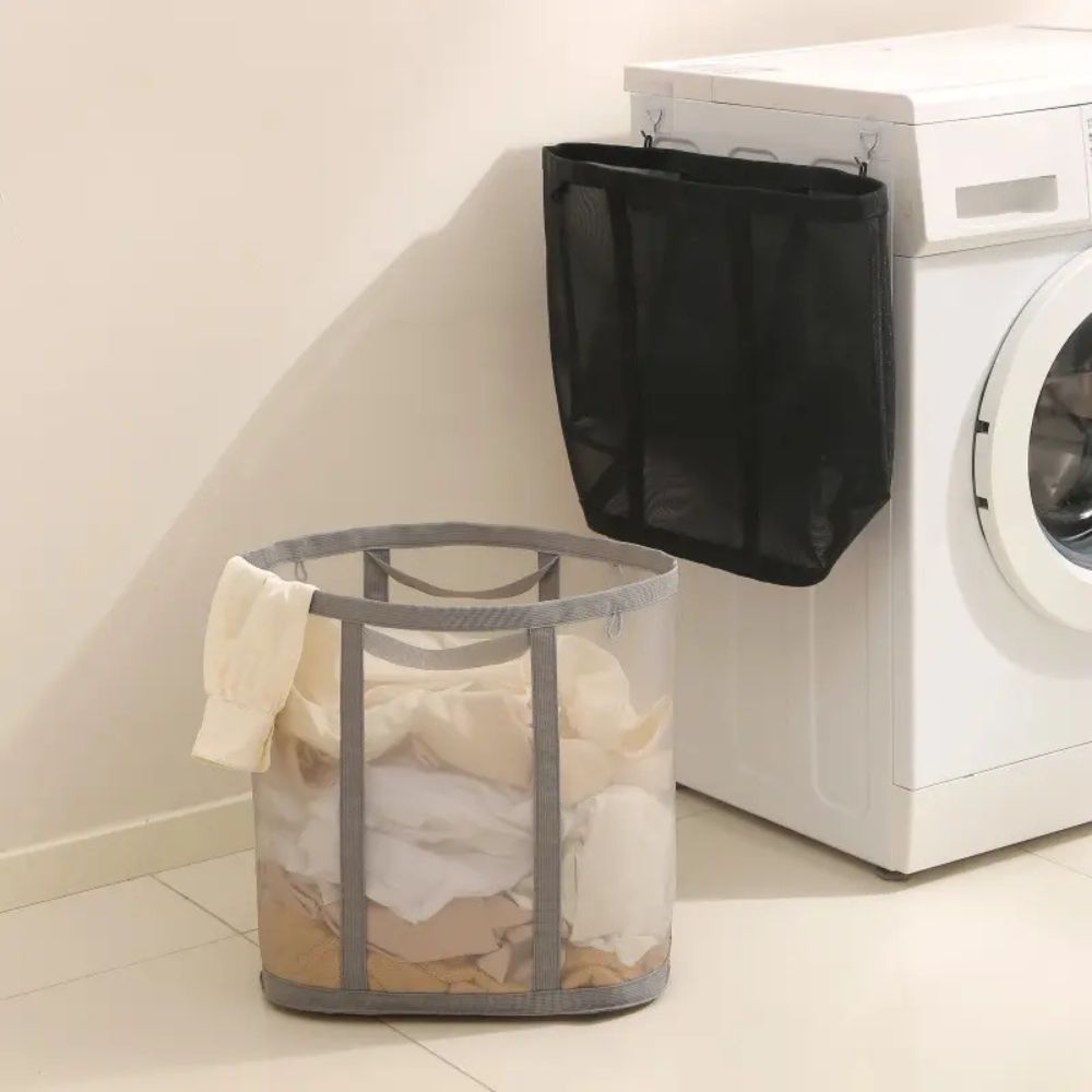 Opvouwbare wasmand van nylon mesh – ruimtebesparend en geventileerd