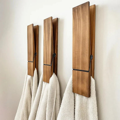Handdoekhouder van hout – Stijlvolle clip voor de badkamer