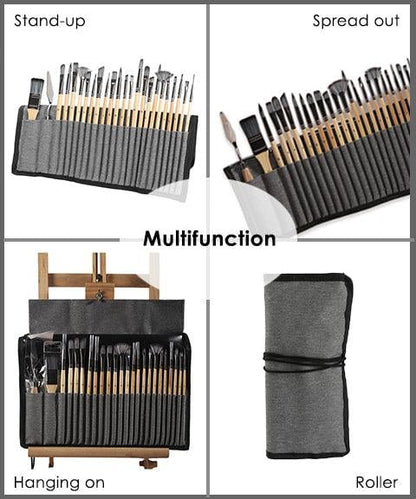 ArtistPaint™ – 24 nylonpenselen met 7 vormen en paletmes, voor acryl, olie en aquarel [50% Korting]