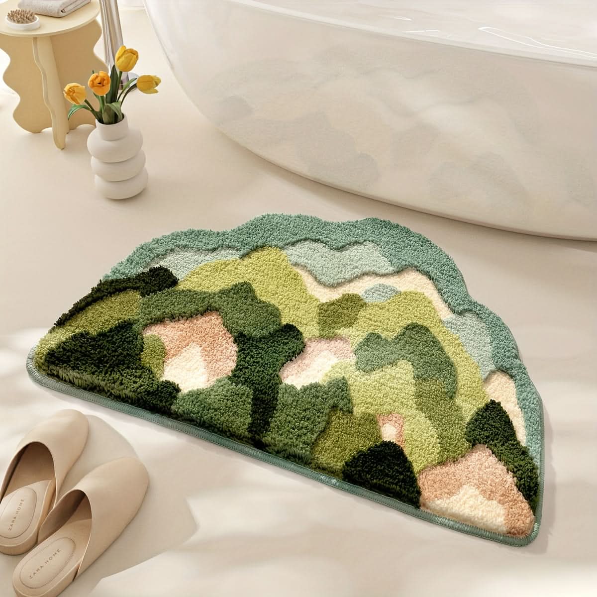 Absorberende badmat met bloemenpatroon – antislip & zacht