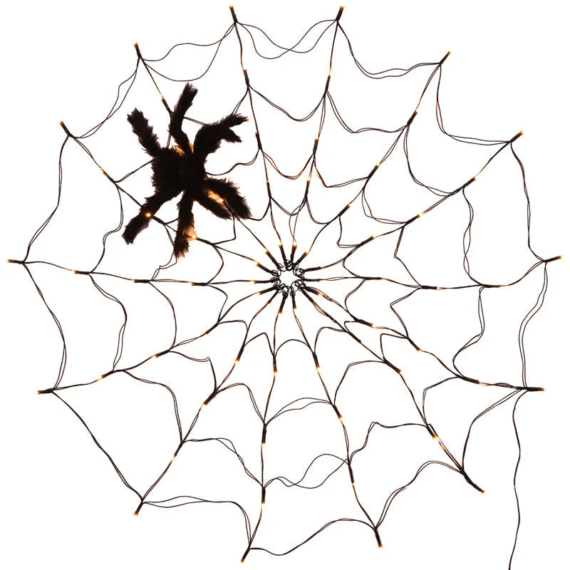 Spinnenweb lichtslinger met LED & afstandsbediening – Halloween decoratie binnen & buiten