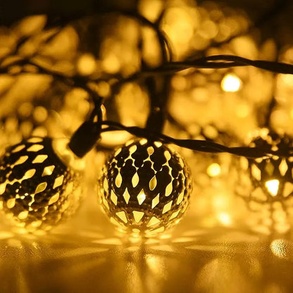 Marokkaanse solar lichtsnoer 12m – 100 LED-ballen warmwit