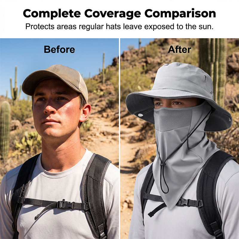 BreezeGuard™ – 2-in-1 Zonhoed met Gezichtsbescherming voor Outdoor