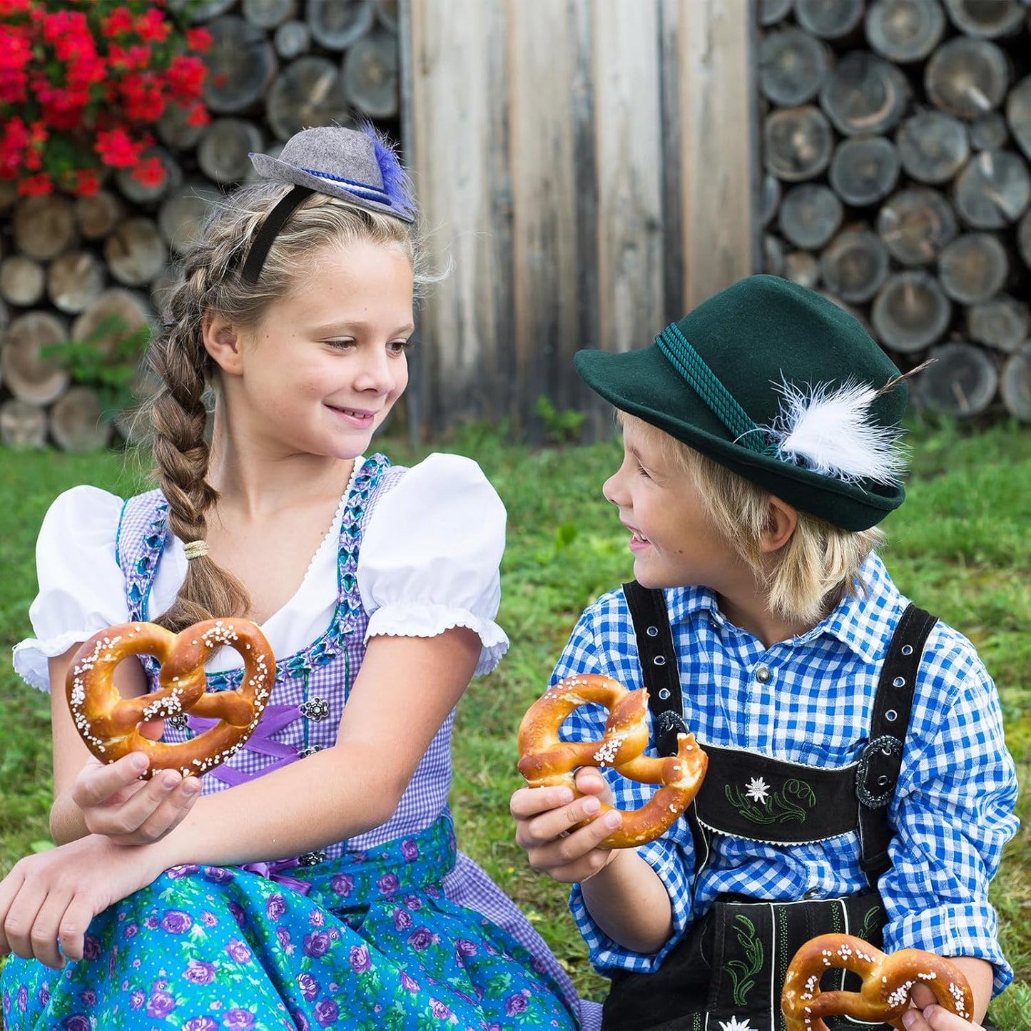 Trachtenhoed Haarband van Vilt en Veren – Set van 3