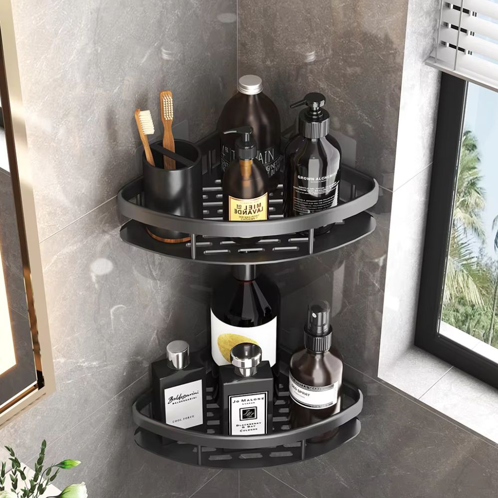 Douchehoekrek zonder boren – zelfklevende doucheplank aluminium