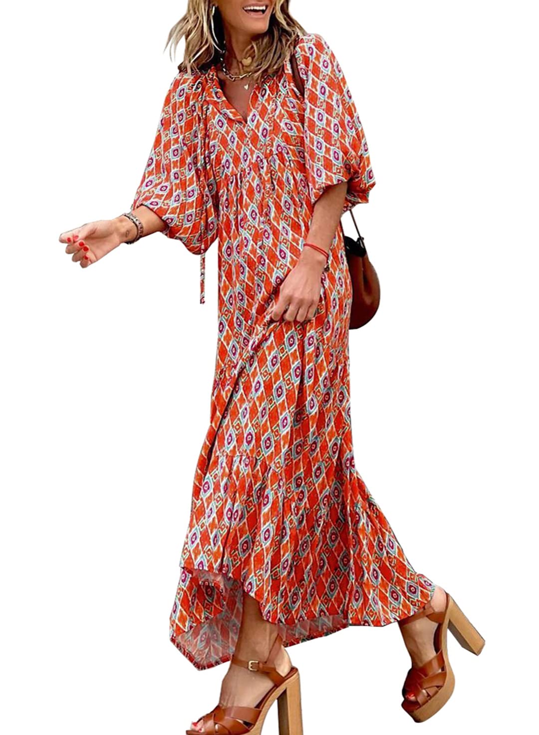 50% Korting | Stella™ – Dames Maxi-jurk met Pofmouwen [Laatste dag korting]