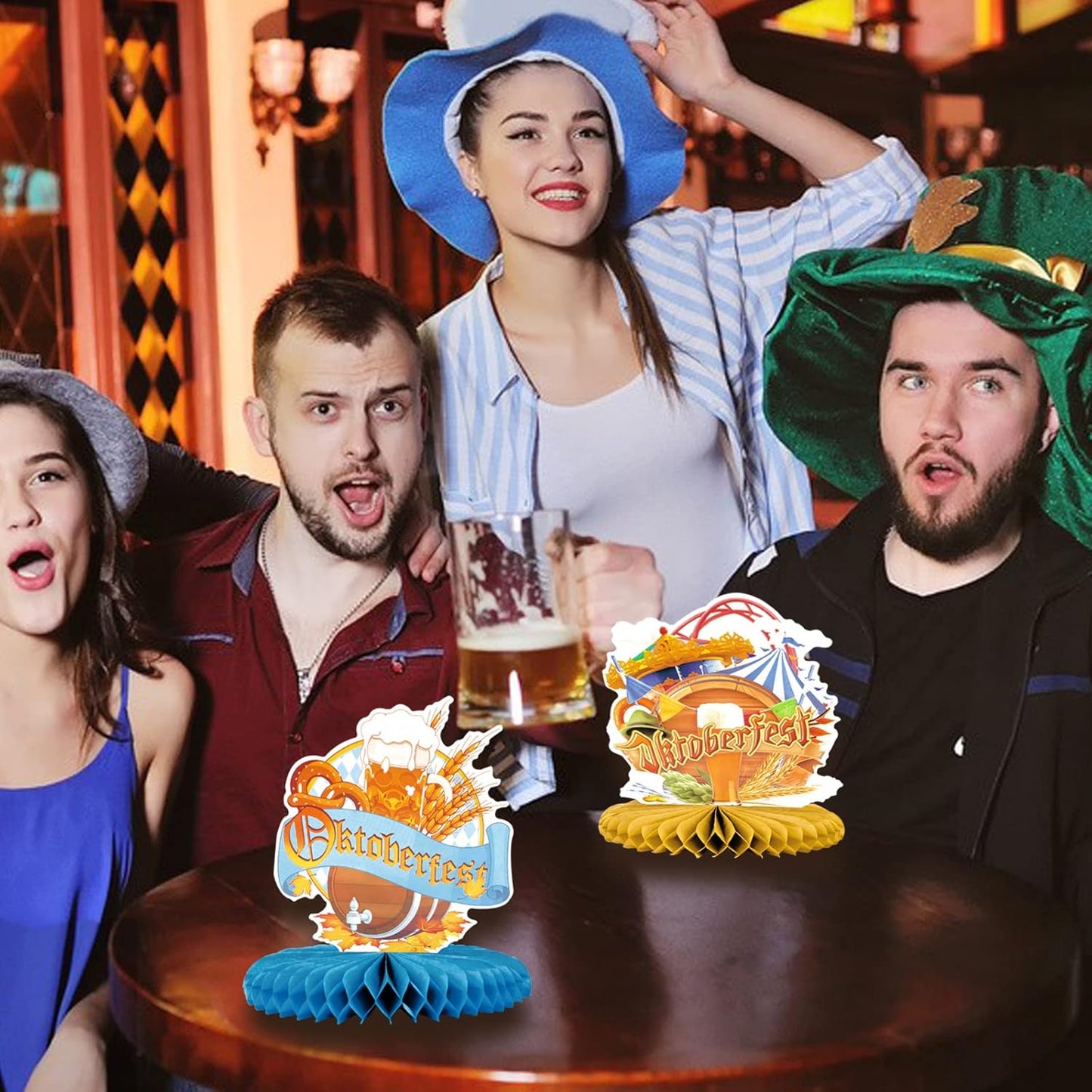 Oktoberfest Tafeldecoratie Honingraat-Set met Beierse Motieven