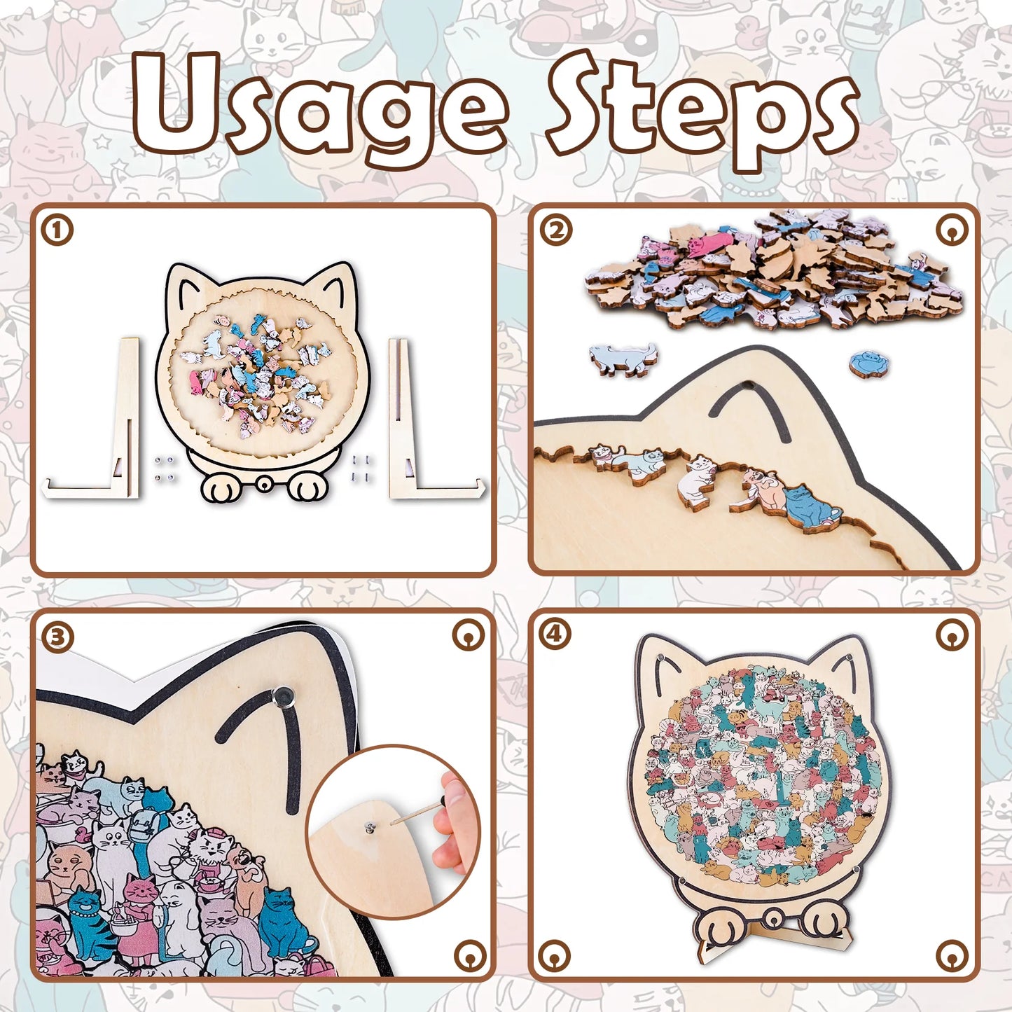 Purrzle™ – Houten Kattenpuzzel 135 Stukjes | Mindful & Kunstzinnig