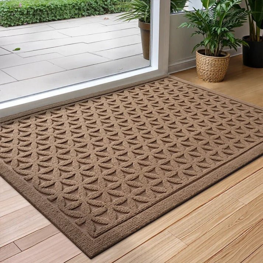 Deurmat met geometrisch patroon en antislip onderkant