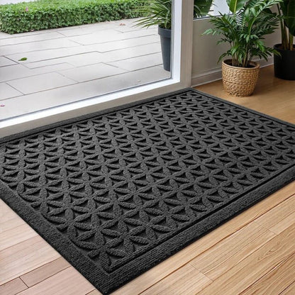 Deurmat met geometrisch patroon en antislip onderkant