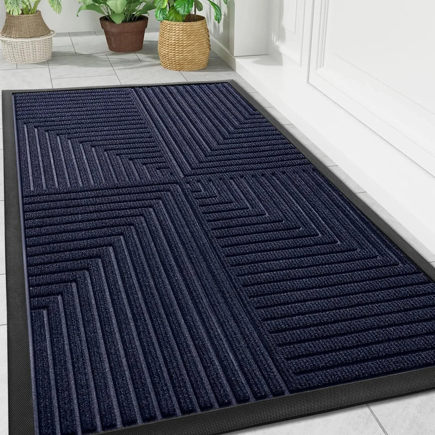 Deurmat met geometrisch patroon – antislip voor binnen en buiten
