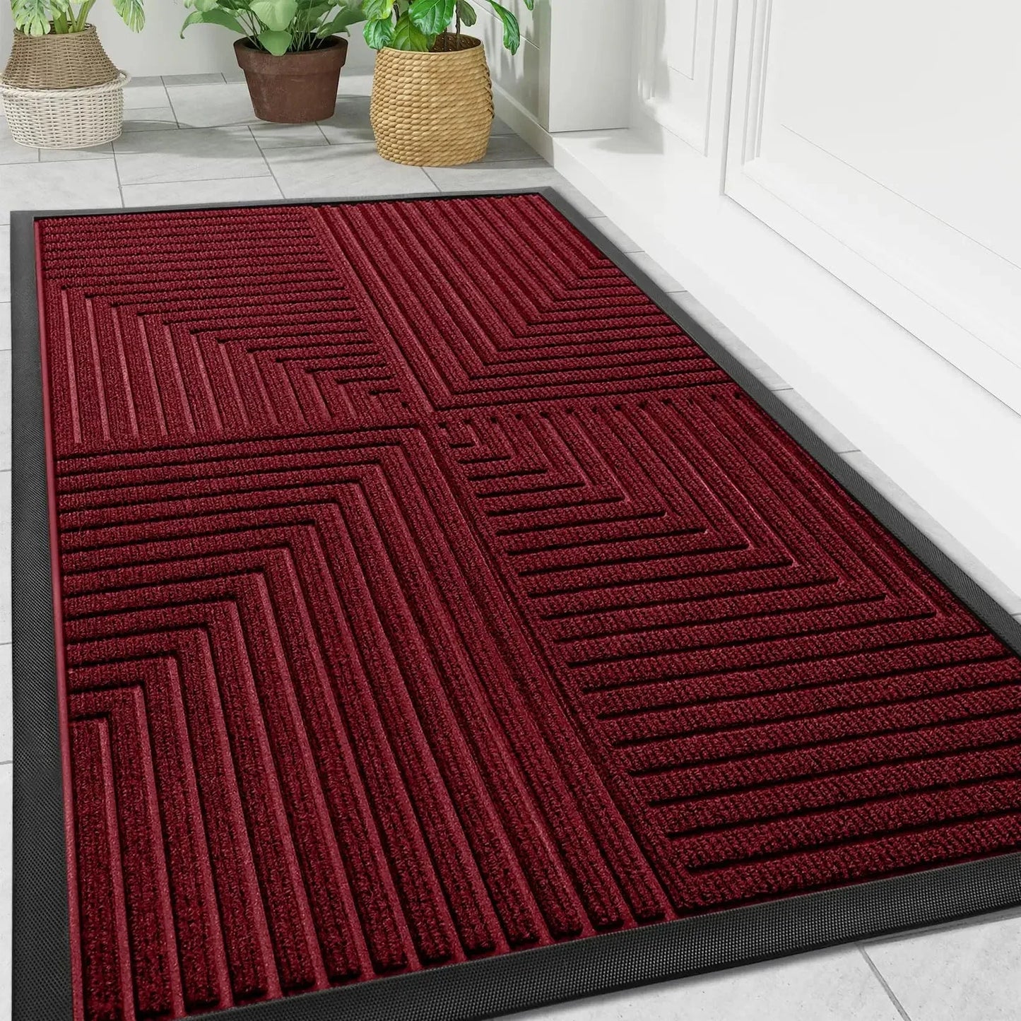 Deurmat met geometrisch patroon – antislip voor binnen en buiten